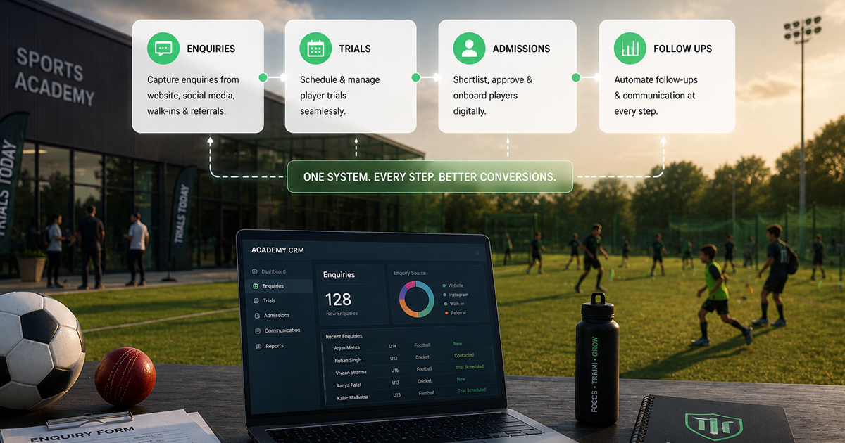 Sports Academy CRM System: How to Manage Enquiries, Trials and Admissions Efficiently